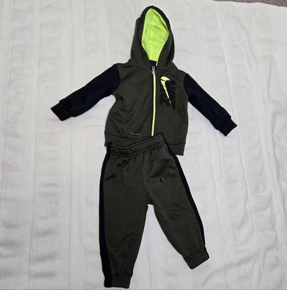 Nike Little Boys Tracksuit Full-Zip Hoodie & Jogger Pants Set Dark Green 12M - Picture 6 of 13